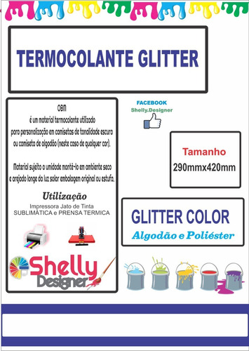 Obm Transfer Sublimático Glitter Tecido Escuro Claro 10fls