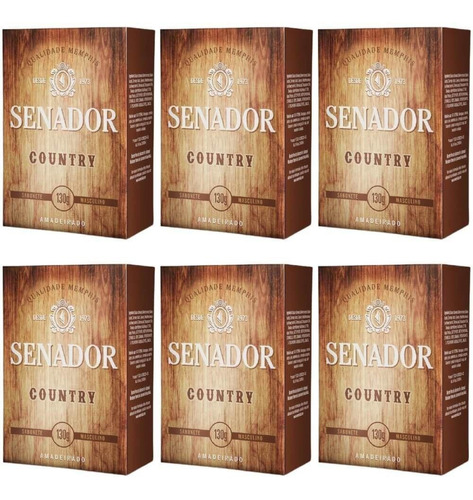 Kit 6 Sabonete Senador Country 130g Masculino Perfumado