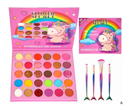 Maquillaje Infantil Niñas + Set 4 Brochas