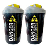 2 Vasos Shaker Black Danger Genetic 600ml Proteína Sin Grumo