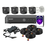 Kit Cctv Hikvision Dvr 8 Ch + 4 Cámaras 2mp Exterior Y Disco