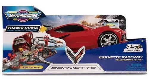 Set Micro Machines Corvette Rojo Convertible En Pista 