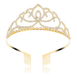 Fasoty Coronas De Tiara De Cristal Dorado Para Mujeres Y Nia