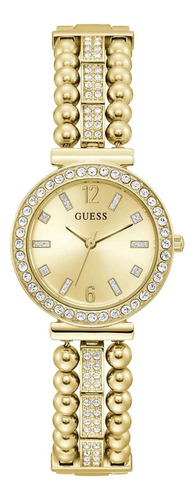 Reloj Guess Dorado Con Diamantes Y Perlas Analógico