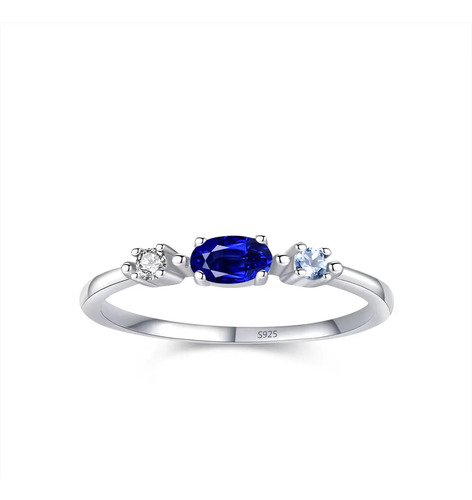 Anillo Plata 925 Zafiro Dama Promesa Elegante Matrimonio