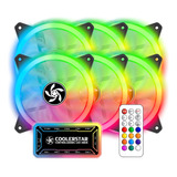 Kit 6 Cooler Fan 120mm Led Rgb Rainbow Controlada Gabinete