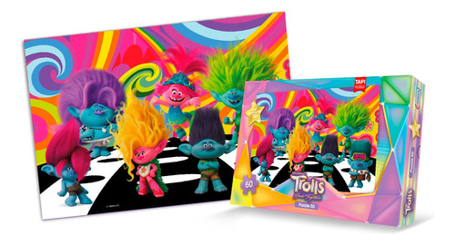 Puzzle 3d Trolls C/ Anteojos 60 Piezas Grandes Rompecabezas