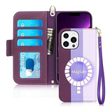 Funda Para iPhone 13 Pro Max Cuero 3 Tonos Correa Purpura