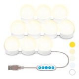 Kit 10 Luces Led Para Espejo Gadnic Maquillaje Makeup Usb