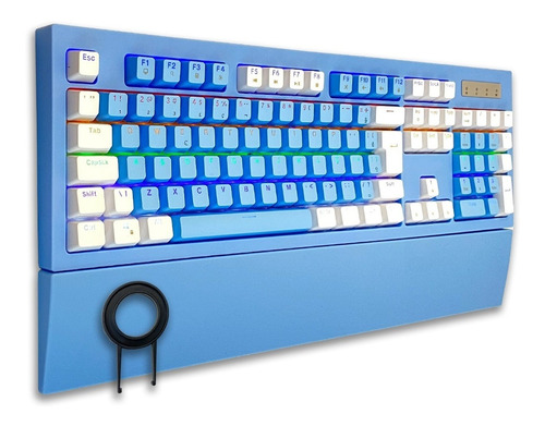 Teclado Gamer Led Rainbow Feminino C/ Apoio De Punho Usb