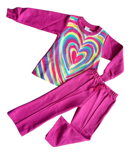 Conjunto Moletom Infantil Calça Flair Arco Iris Coracao