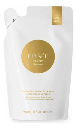 Refil Creme Hidratante Corporal Acetinado Elysee Blanc 200g