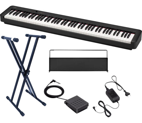 Kit Piano Digital Casio Cdp Preto Portátil Com Pedal Suporte