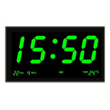 Reloj Digital De Pared Led Números Grandes Verde 46 X 22