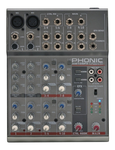 Phonic Am105fx Mixer 2 Entradas Xlr O Linea 4 Stereo Efectos