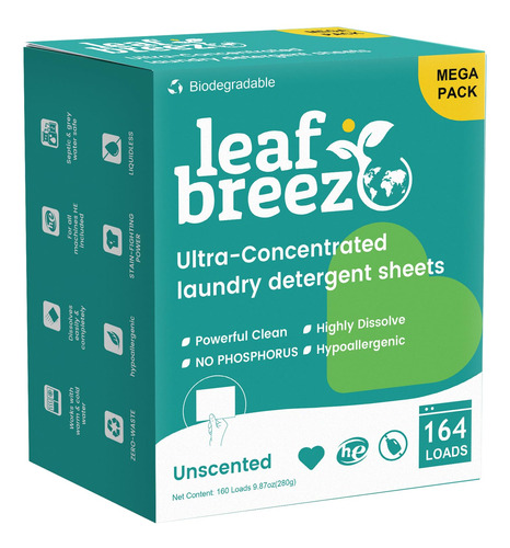 Breezleaf Hojas De Detergente Para Ropa, Sin Perfume, Ecolog