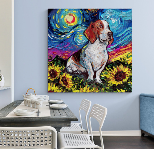 Cuadro Lienzo Tayrona Noche Estrellada Perros 001 50x50cm