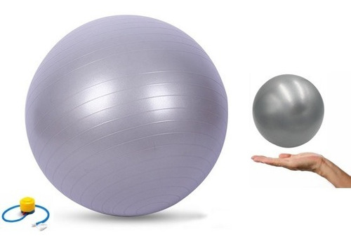 Kit Bola De Pilates Suíça C/ Bomba 55cm + Bola Overball 25cm