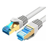 Cable De Red Vention Cat7 Certificado - 1 Metro - Premium Patch Cord - Blindado Ftp Rj45 Ethernet 10gbps - 600 Mhz - 100% Cobre - Blanco - Icehf