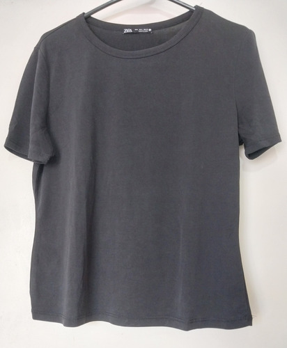 Remera Basica Negra Marca Zara Tl Chico Impecable