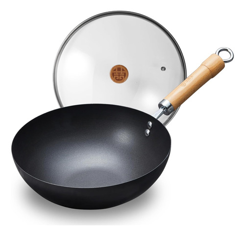 Wangyuanji Sartén Wok De Acero Al Carbono, 11 Sartenes Con T