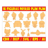 Pack Vectores Corte Laser - 16 Figuras Payaso Plim Plim