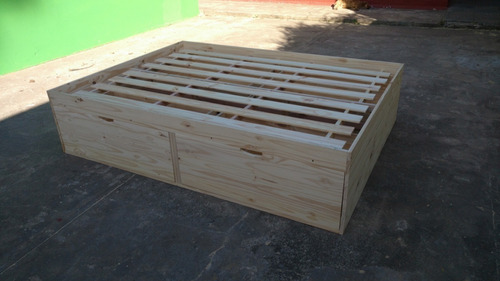 Cama Box Con 4 Cajones De 2 Plazas, De Pino.