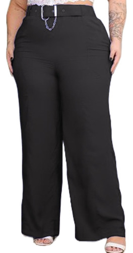 Calça Plus Size  Feminina Alfaiataria Pantalona Cinto Social