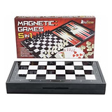 Minifichas Magnéticas De Ajedrez 5 En 1, Dominó, Backgammon