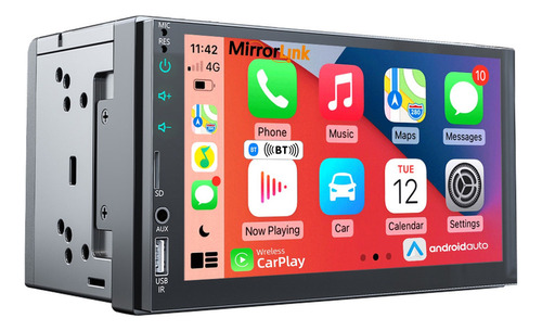 Para 7'' 2 Din Auto Estéreo Carplay Mirrorlink Pantalla O