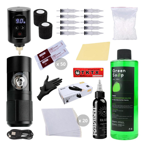 Kit Profesional Completo Máquina Tatuar Batería Inalámbrica 