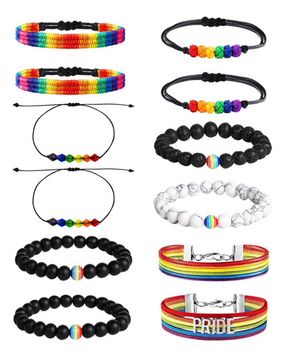 Aflyu 12 Pulseras De Orgullo Arcoris Lgbt Gay Pride Pulseras