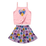 Conjunto Feminino Infantil Croped E Saia Bolofofos