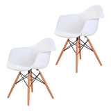 2 Cadeiras Ohome Com Braço - Charles Eames Eiffel - Branco