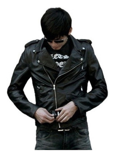 Chamarra Rocker Slim Negra, Mi Estilo Biker [u]