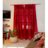 Cortinas De Ambiente Pesada Listas Colgar 2 Paños Alpaca Color Rojo