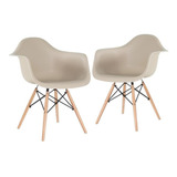 2 Cadeiras Polrona Eames Wood Daw Com Braços Jantar Cores Cor Da Estrutura Da Cadeira Nude