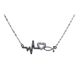 Collar Plata 925 Electrocardiograma C946 Corazon Pez Cristia