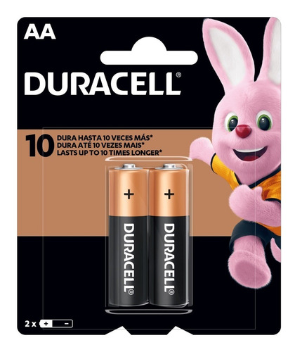 02 Pilhas Duracell Alcalina Aa Embalagem C/ 2 Unidades