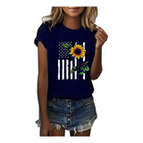 Blusa Tipo Túnica De Manga Corta Con Estampado De Girasoles