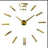 Reloj De Pared 3d Tamaño Grande 100 X 100 Cm Color Dorado 