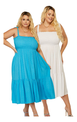 Vestidos Moda Gestante Plus Size Verão Leve Kit Com 2