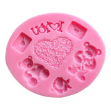 *molde Silicon 7 San Valentin Oso Corazon Flor Fondant Pasta