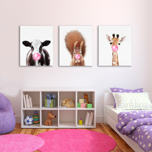 Cuadros Animales Decoración Para Cuarto De Bebe Niña Cuna