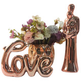 Kit 3pçs Letreiro Love + Estatueta Casal + Vasinho Rose Gold