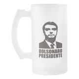 Caneca  De Vidro Cerveja Chopp 475ml Presidente Bolsonaro