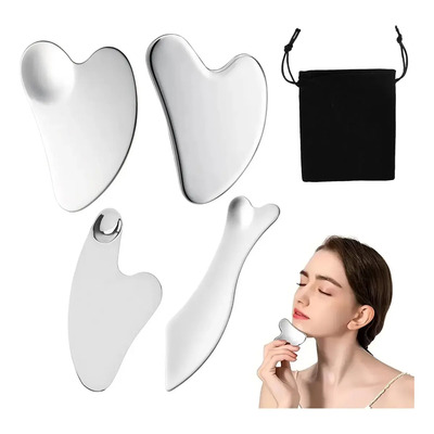 Anebake Kit 5pzs Gua Sha Facial Acero Inoxidable Masajeador Facial Cuello.Herramienta De Masaje para Rostro,Cuello Y Cuerpo.Reduce Ojeras,Modela Mandíbula Y Promueve Drenaje Linfático | MercadoLibre