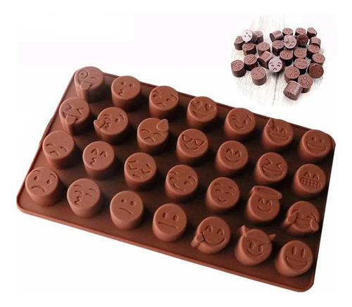 Molde Silicona Emojis Emoticones Cara Chocolate 28 Cavidades