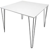 2 Mesa Jantar Quadrada 80cm Pé Hairpin Triplo Metal 75cm 1/4