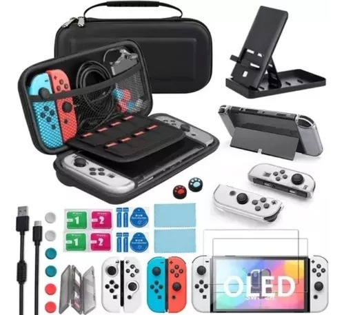 Kit De Accesories Para Nintendo Switch Oled Con Funda 30pzs